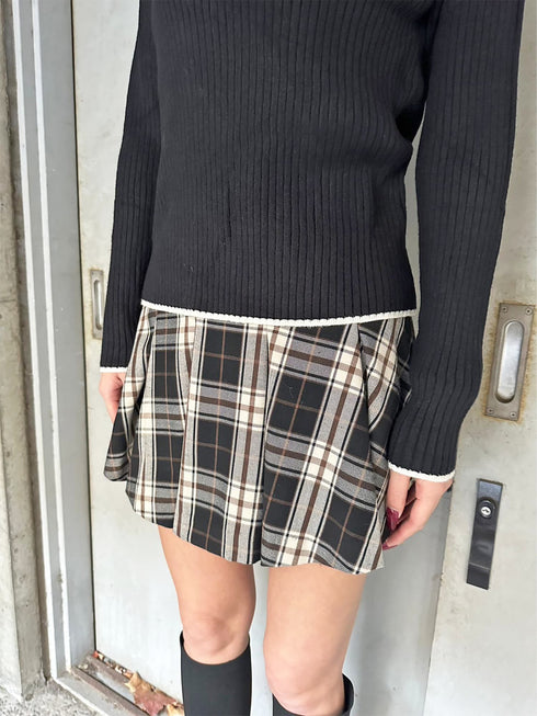 配色ハイネックニットトップス